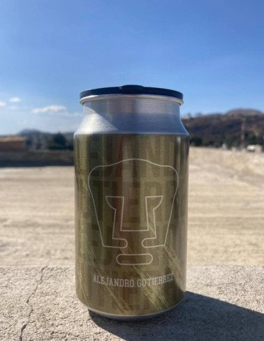 Lata térmica de aluminio de 280 ml personalizada en acabado blanco y plateado