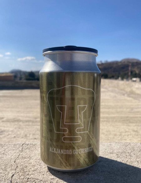 Lata térmica de aluminio de 280 ml personalizada en acabado blanco y plateado