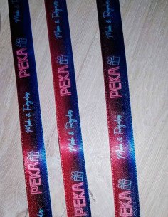 Pulseras de listón satinado personalizadas para eventos impresas en sublimación