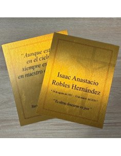 Placas de aluminio personalizadas 20 × 30 cm en acabado oro